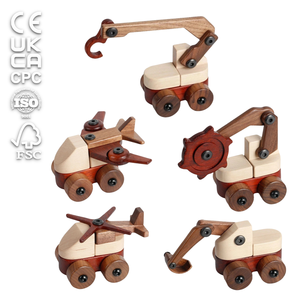 Деревянный конструктор Runwood: Набор строительной техники STEM для развития навыков, экологичные машинки Монтессори, игрушка-толкалка, обучающий развивающий подарок - Product Image 1