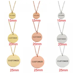 Miroir en acier inoxydable géométrique pièce ronde collier pendentif bricolage rond peut être privé logo personnalisé pendentif collier