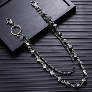 Chaîne <span class=keywords><strong>de</strong></span> taille, bracelet et collier en métal style punk sombre européen-américain avec tête <span class=keywords><strong>de</strong></span> crâne et dés, 115 cm, accessoires hip-hop unisexe - Product Image 5