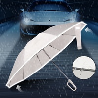 Parapluie pliant de luxe ShineRain, mode, 3 sections, bande réfléchissante de sécurité, fermeture automatique Looplock, 10K, imperméable, coupe-vent, aluminium