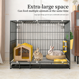 Cage pliable pour lapin et chat, structure métallique, plateau en plastique solide, design simple à bouton, facile à nettoyer, pour intérieur, extérieur et voyage, renforcée pour animaux de compagnie - Product Image 5