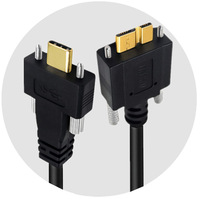 Câble USB Type C mâle vers USB 3.0 Micro B mâle avec vis de verrouillage pour montage sur panneau, pour équipement industriel