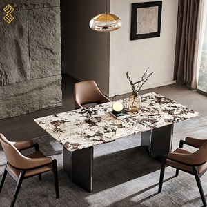 Yushi gruppo di lusso mobili per la casa in marmo naturale tavolo da pranzo in marmo di <span class=keywords><strong>montagna</strong></span> argento volpe in marmo Set tavolo - Product Image 4