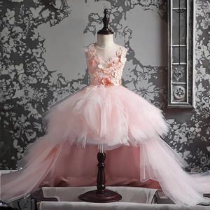 Vestido <span class=keywords><strong>de</strong></span> Niña para Dama <span class=keywords><strong>de</strong></span> Honor, Personalizado con Flores, Sin Mangas, con Encaje y Tul en Capas, para Bodas, Cumpleaños, <span class=keywords><strong>Primera</strong></span> <span class=keywords><strong>Comunión</strong></span> - Product Image 3