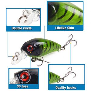 Wholesale OEM 45mm/3.8g Top Water <b>Floating</b> Crank <b>Fishing</b> Lure 7-color Artificial Plastic Hard Sea Bass Lake Saltwater Fish Cod - Product Image 4
