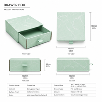 Boîte à tiroir rigide en carton ondulé vert menthe de luxe avec logo personnalisé, dorure à chaud et UV, pour bijoux, emballage cadeau en papier, vente en gros
