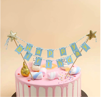 Bannières de joyeux anniversaire, étoiles brillantes, décoration de gâteau, bannières et ballons confettis pour baby shower, décoration de fête d'anniversaire