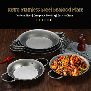 Sartén para Mariscos de Acero Inoxidable de 20-28 cm, Estilo Retro Plateado, Antiadherente, para Paella Española, para Restaurante - Product Image 2