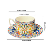 WF Yumei Ensemble de tasses en céramique à motif floral, motif Orchidée Clochette, tasse à café, tasse décorée, tasse à eau couleur sous-glaçure