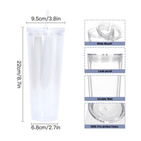 Vente en gros, offre spéciale, gobelet en plastique acrylique avec couvercle et paille pré-percé à double paroi de 24oz