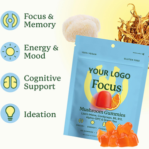 Oem/ODM tùy chỉnh sư tử bờm nấm Gummies Cordyceps tập trung nấm bổ sung nootropic não bổ sung tăng cường bộ nhớ - Product Image 3