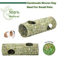 Tunnel en herbe tissée de lapin naturel Timothy Hay Chew Toy House Hamster Furets Hutch Bed