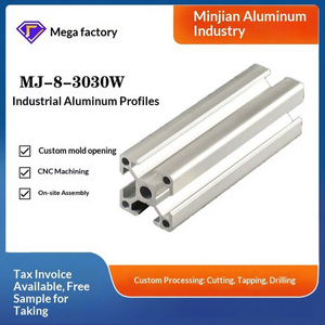 Profilés en alliage d'aluminium 3030W en stock en grande quantité de l'usine Shanghai Minjian, tube carré standard européen, aluminium industriel pour villas - Product Image 1