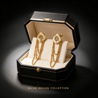 Boucles d'oreilles à pampilles RH romantiques pour femmes, design de niche personnalisé, bijoux de mode en acier inoxydable plaqué or 18 carats PVD de haute qualité