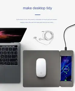 Detachable Magnetic Wireless Charging Mouse Pad PU Leather 15W Fast Charge 2-in-1 Office Mouse Pad With Magnetic