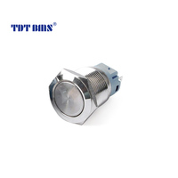 Interruptor de Botón Metálico TDT BMS de 22 mm, 12-24 V, Autobloqueante, Reiniciable, Cabeza Plana Alta, Impermeable, para Tira de Luz