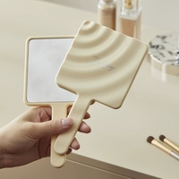 Miroir de Maquillage Sublimé à Ondulations d'Eau, Placage UV, à Main, pour Fille, en Plastique Mignon, Miroir Cosmétique HD
