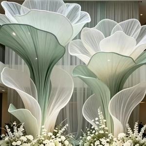 Decoración de <span class=keywords><strong>Centro</strong></span> de Mesa con Flor Gigante de Organza Color Champán para Eventos, Alquiler de Decoración para Fiestas, Soporte para Flores, Instalación Artística - Product Image 1