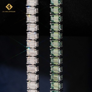 ZUANFA JEWELRY Pulsera de tenis unisex de plata 925 con moissanita de corte esmeralda 4*6MM y diseño geométrico - Product Image 4
