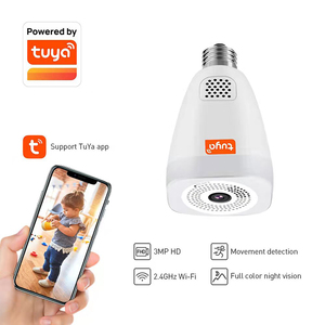 Cámara inteligente tuya fish eye Alexa, <span class=keywords><strong>Google</strong></span> <span class=keywords><strong>Home</strong></span>, lámpara panorámica 360 de 3MP, Wifi, bombilla de luz CCTV - Product Image 6