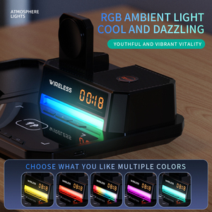 Caricabatterie Wireless C18 con orologio digitale multicolore RGB pieghevole 10W porta cellulare retrattile nuovo aggiornamento di ricarica - Product Image 5
