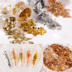 3D Glitter Golden Leaf Foil Flakes Shiny Finger Nail Art Stickers para decoración Plastic Paillette Irregular Flakes - Product Image 2