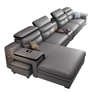 Sofá reclinable moderno de cuero sintético de una plaza con <span class=keywords><strong>asiento</strong></span> de madera <span class=keywords><strong>extensible</strong></span>, varios estilos para muebles de sala de estar para villas - Product Image 6