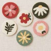 Kit de broderie au poinçon pour sous-verres en fil, fait main, DIY, pour décoration de table créative, en gros