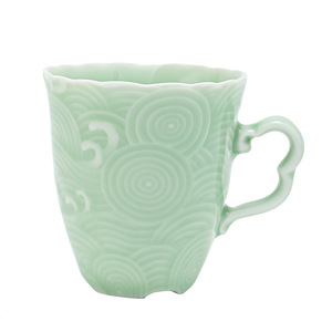Ceramic Coffee Mug With Embossed Waves Small <b>Tea</b> Cup For Office Drinking - Product Image 5