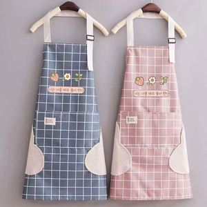 Tablier en coton PE style coréen, motif écossais, imperméable, pour la maison, la cuisine, le jardinage, le travail, le salon, le nettoyage, les salons de café, les salons de thé - Product Image 1