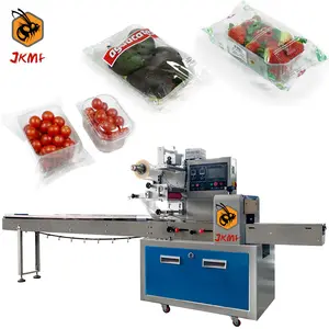 JKMF Máquina De Embalagem Automática De Fluxo De Frutas Frescas Bandeja De Cereja Maçã Laranja Máquina De Embalagem Kiwi Abacate Pillow Packing Machine