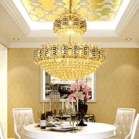 Lustre en cristal K9 doré personnalisable, lampe traditionnelle moderne ovale suspendue pour villa, escalier, design luxueux et creux
