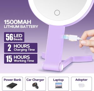 Handheld <b>Vanity</b> <b>Mirror</b> with <b>Lights</b> 6 Inches 10x Magnifying Makeup <b>Mirror</b> with Desktop Wall - Product Image 3