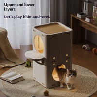 Maison pour chat de luxe en bois massif, arbre à chat pliable avec griffoir pour toutes les saisons