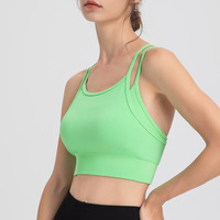Soutien-gorge de sport à séchage rapide pour la course et le fitness Couleur unie avec sangles antichoc Y-Line et coussinets fixes Soutien-gorge d'entraînement pour le dos croisé