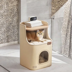 ที่นอนแมวทรงกระบอกขนาดเล็ก ประหยัดพื้นที่ ดีไซน์แรงบันดาลใจจากการ์ฟิลด์ พร้อมที่ลับเล็บทำจากใยไซซอล/โพลีเอสเตอร์ สำหรับต้นไม้แมวและที่ลับเล็บ - Product Image 3