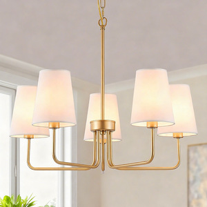 Modern Brass Chandelier 5-<b>Light</b> E26 Gold Finish <b>LED</b> <b>Ceiling</b> <b>Light</b> For Living Room Dining Room Bedroom - Product Image 1