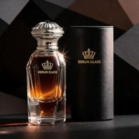 Flacon de parfum vide transparent à facettes de qualité supérieure avec couvercle argenté, boîte noire personnalisée de luxe, emballage de parfum de luxe