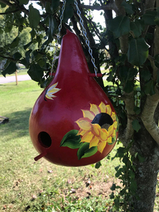 Briljante Ochtend Zon Zonnebloem Hars Kalebas Vogelhuisje Met Vlinders - Product Image 2