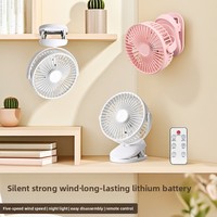 Ventilateur de lit ultra-silencieux à clipser, télécommandé, rechargeable, pour dortoir étudiant, bureau, charge USB, vent puissant