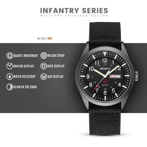 INFANTRY IN044 Popüler Siyah Renkli Klasik Saat 2026 Naylon Kayış Suya Dayanıklı Basit Günlük Kullanım Stokta Benzersiz Saat Seti - Product Image 2