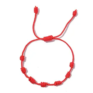 7 Knots Red Protection Amizade Pulseira Ajustável Nó Pulseira String Chinês Good Luck Pulseiras Jóias Para Mulheres Homens