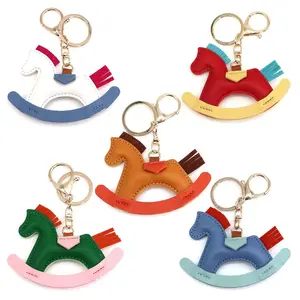 Wholesale High Quality Cheap Promotion Gift Bulk Leather Keychains Pu Leather Horse Key Chain