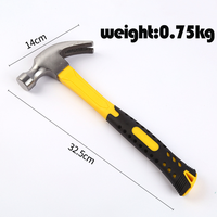 Marteau à griffes en acier à haute teneur en carbone de qualité industrielle, manche en fibre de verre antidérapant, durable, portable, OEM disponible, DIY