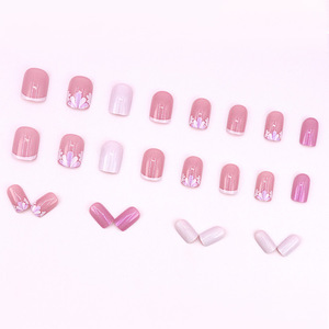 W1258 2025 Comercio exterior <span class=keywords><strong>Rosa</strong></span> Simple estética belleza flor fina estilo francés Hada estudiante suave versátil dulce puntas de <span class=keywords><strong>uñas</strong></span> - Product Image 3