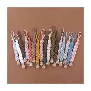 Chupete de ganchillo de punto de tejido suave de algodón hecho <span class=keywords><strong>a</strong></span> mano para bebé, juguete mordedor con Clip para recién nacido - Product Image 5