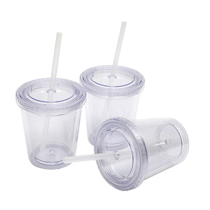 Shang Kou Ai 12Oz Double Walled Plastic <b>Cups</b> <b>With</b> <b>Lids</b> <b>Reusable</b> Straw <b>Cups</b> For Party General Use - Product Image 4