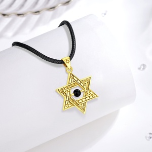 Bijoux tendance vintage en argent sterling 925 plaqué or 18 carats, collier avec pendentif étoile de David pour homme ou femme - Product Image 4