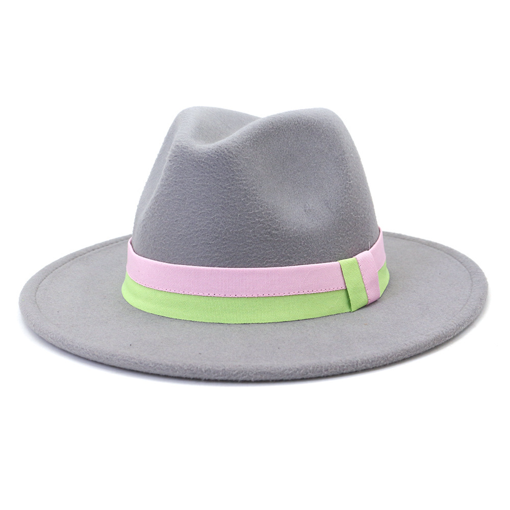 High Quality Coloured Ribbon Fedora Hat Women Autumn And Winter Wool Fedora Hat Classics British Wide Brim Jazz Fedora Hats