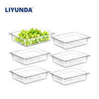 Liyunda Conteneur GN 1/2 pour Buffet, Bac Alimentaire Transparent en Polycarbonate PC, Capacité 10L, Fournitures de Service en Plastique pour Restaurants